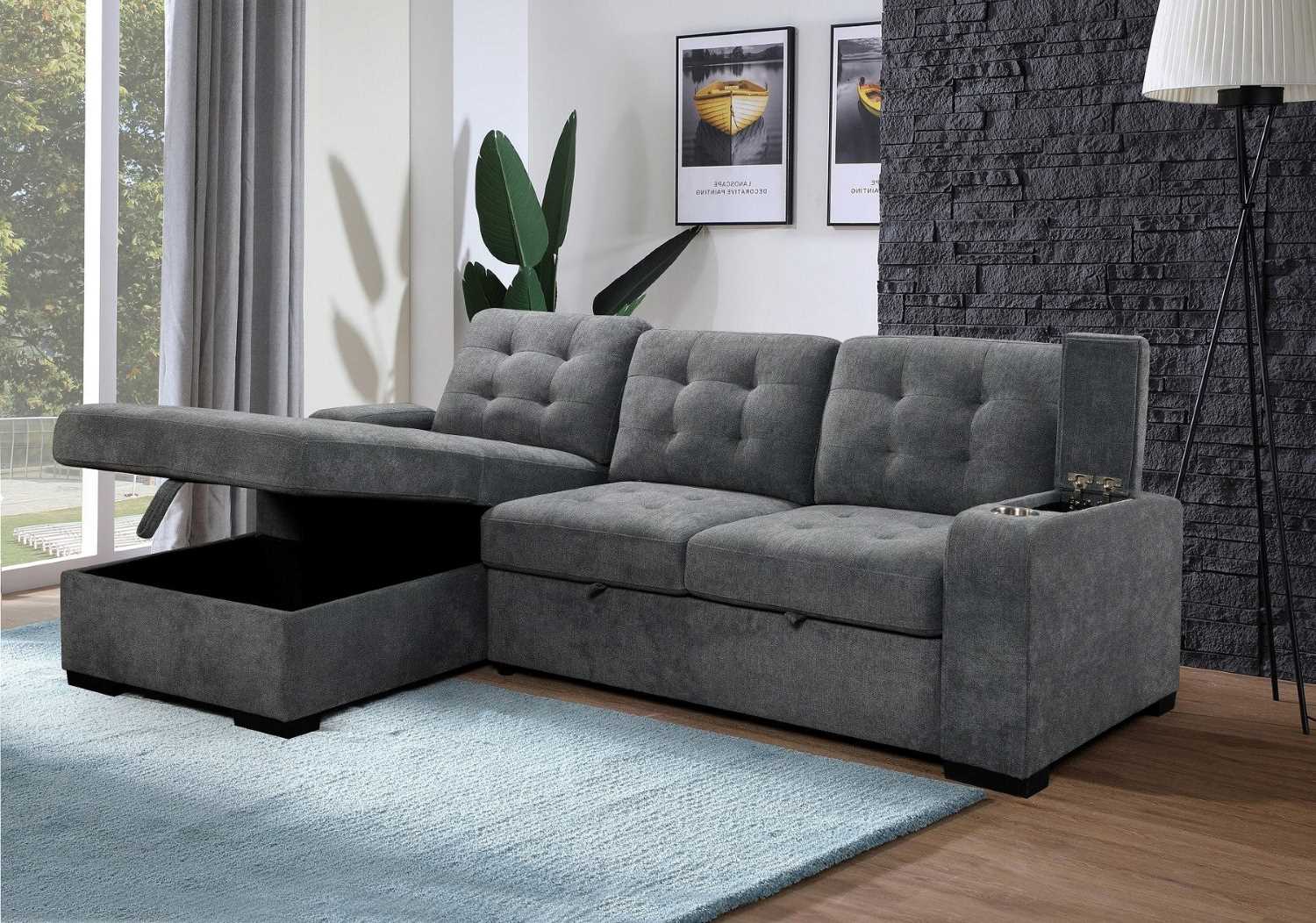 Sectional Sofa Bed Grey 9050 / 9051