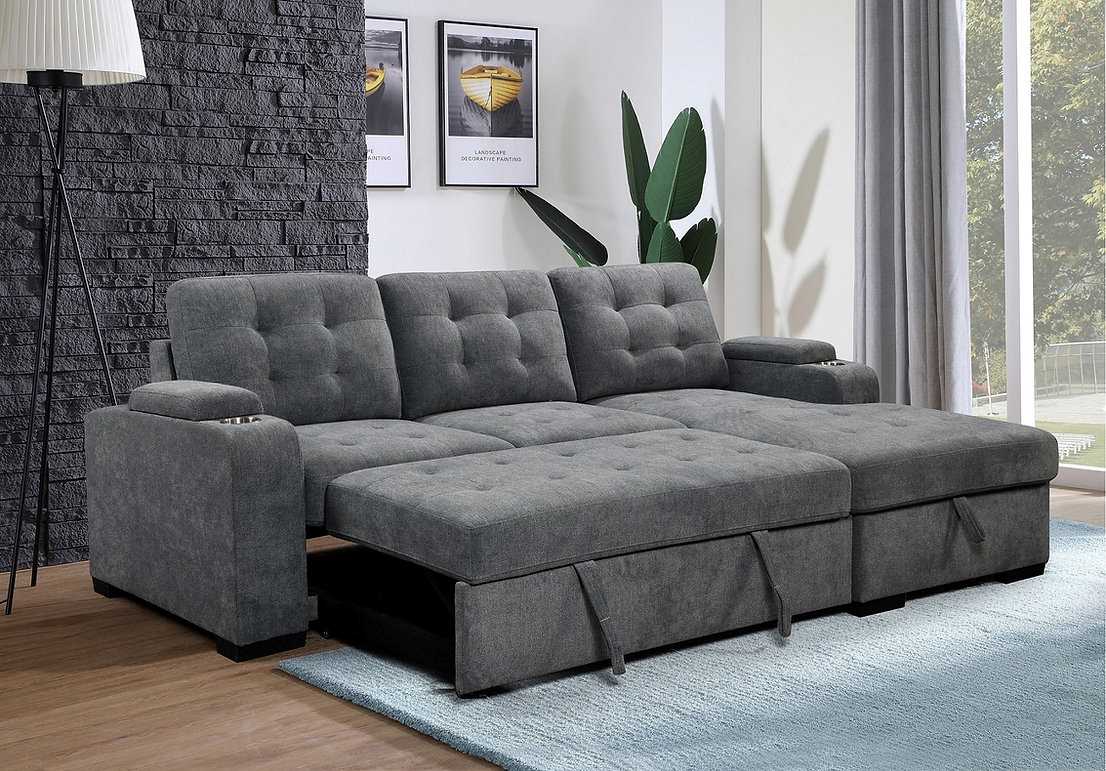 Sectional Sofa Bed Grey 9050 / 9051