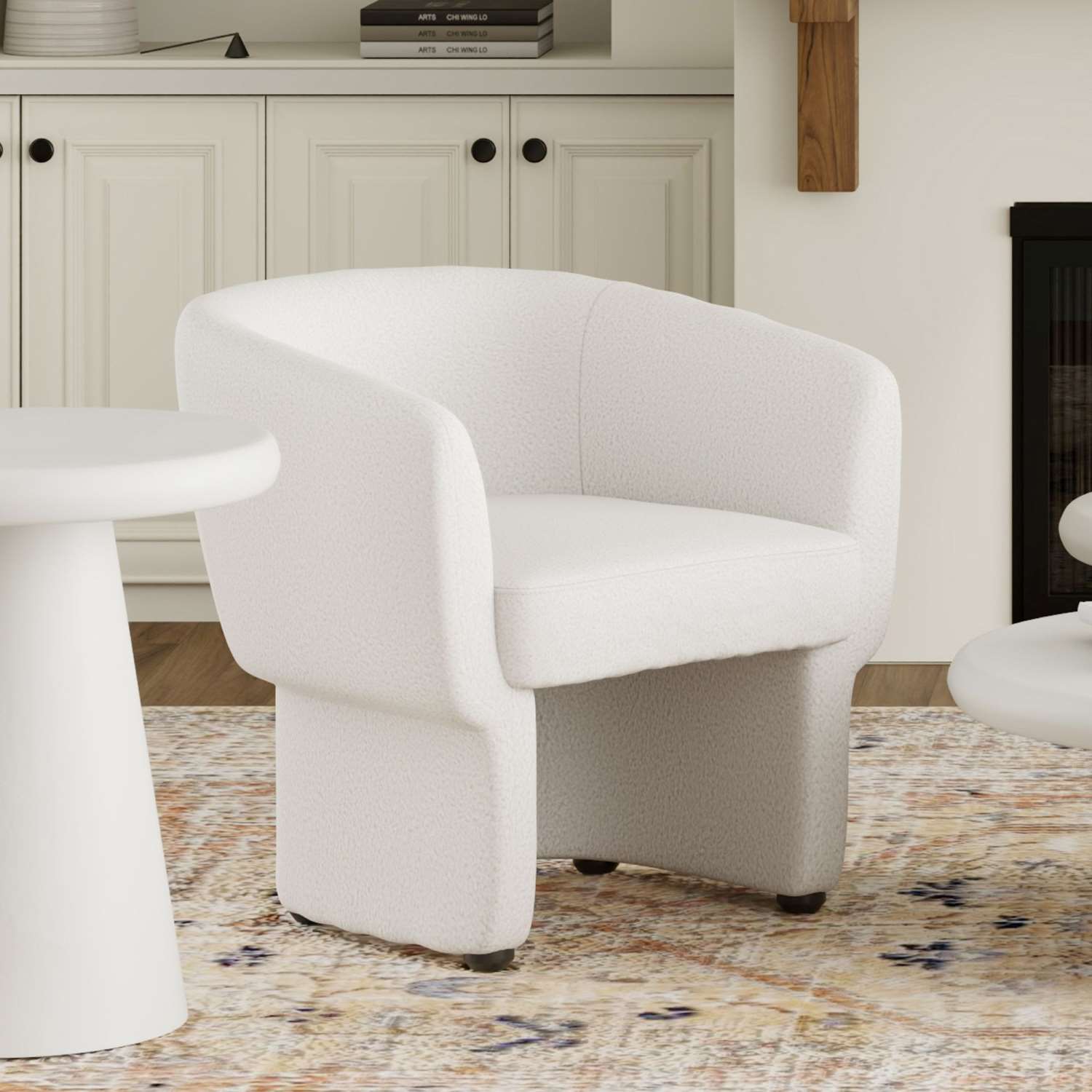 Sheri Accent Chair in White Boucle Fabric 403-592WT
