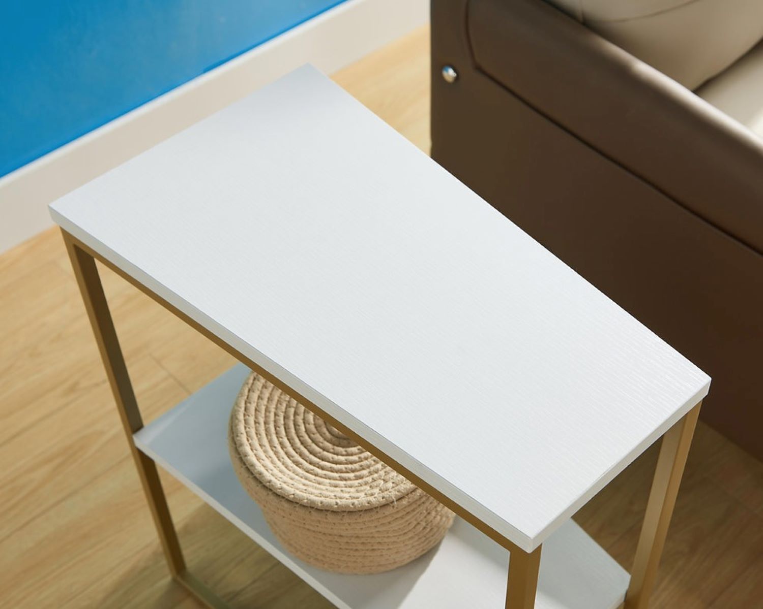 Side Table with Sturdy Gold Powder-Coated Steel Frame 081
