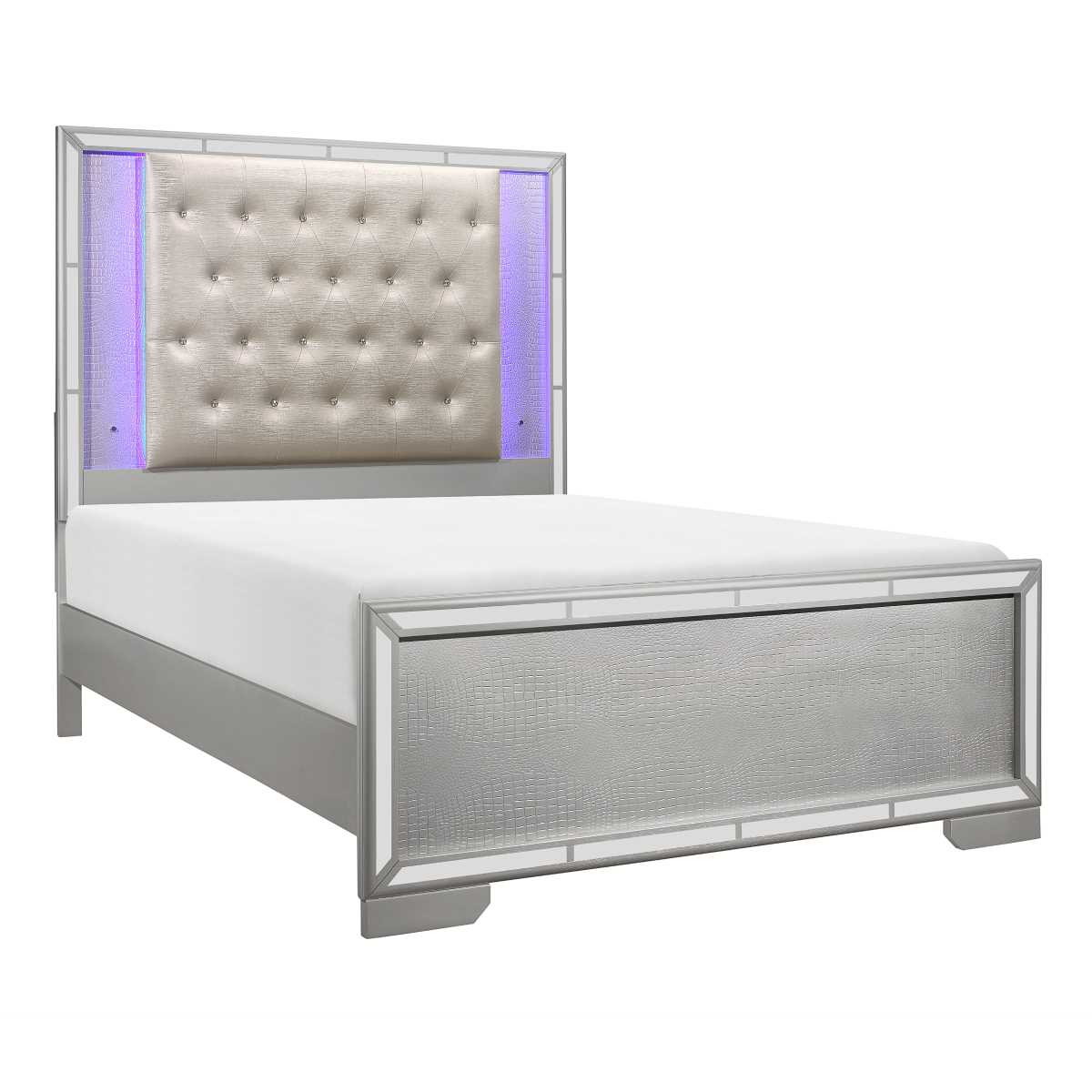 Silver Aveline Upholsted LED Bed 1428SV