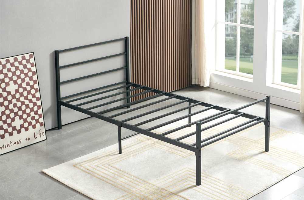 Single Black Platform Metal Bed 2412