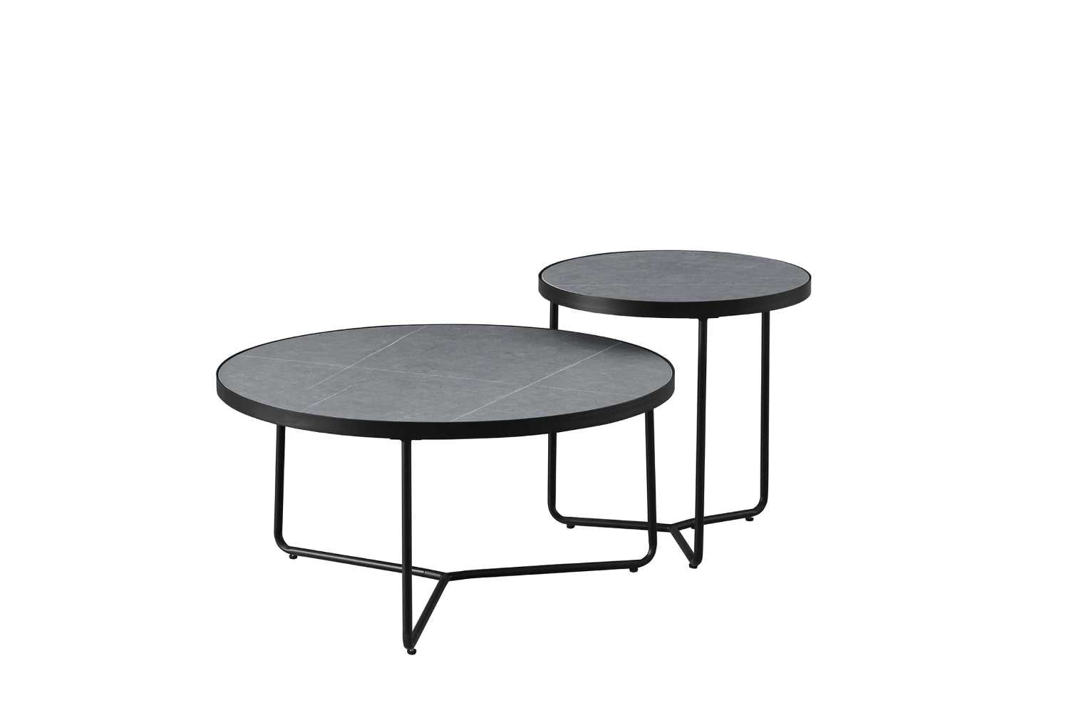 Sintered Stone Armani Grey Marble Top With Black Steel Base Coffee Table 2621