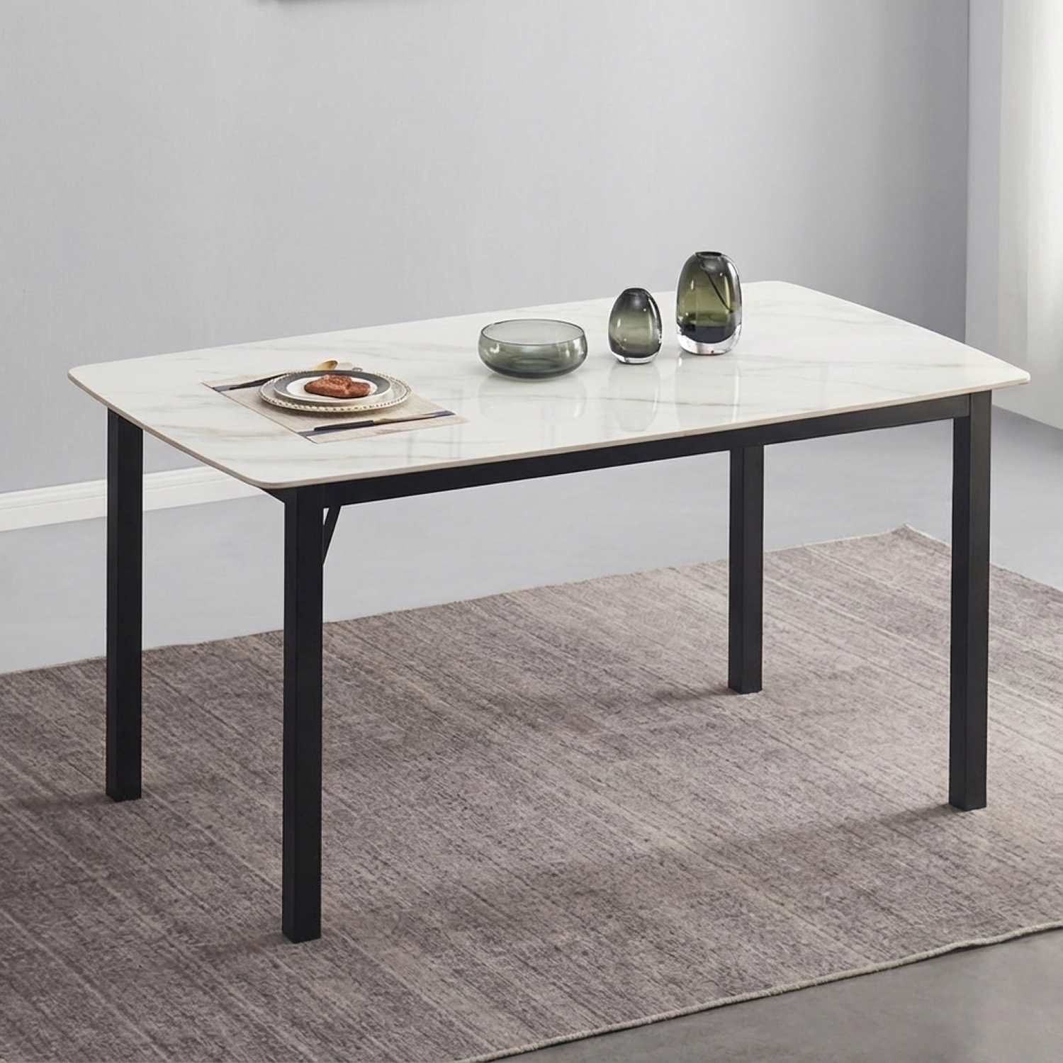 Sintered Stone White Marble Dining Table T-1815