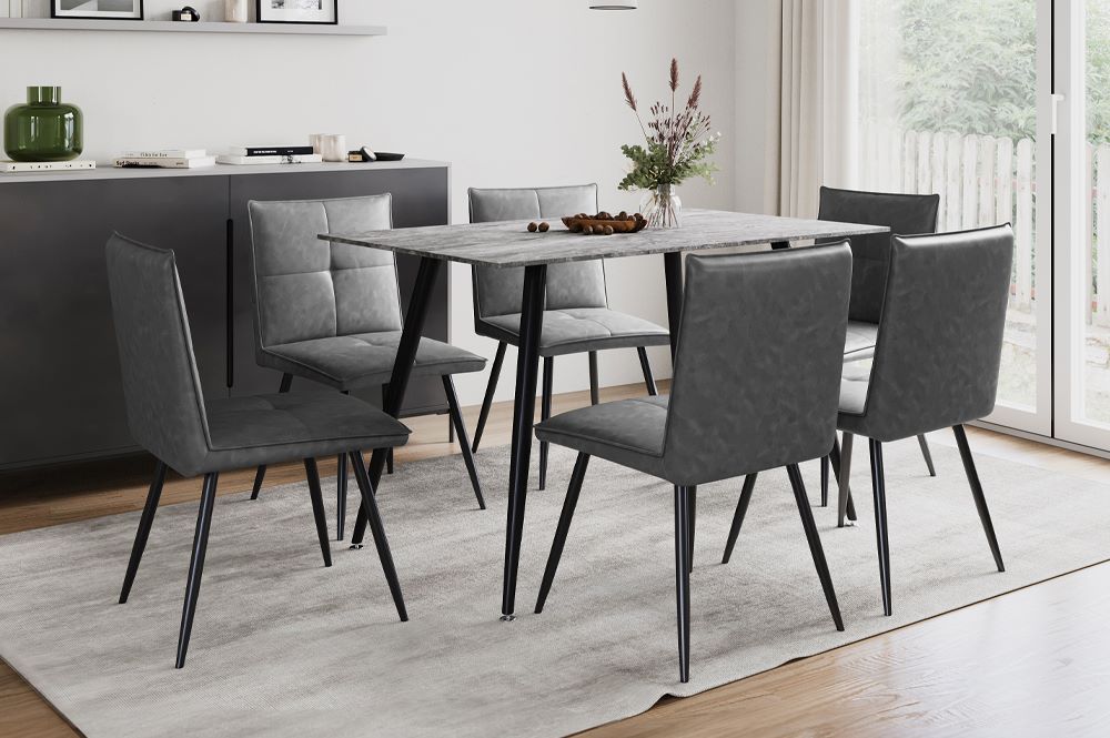 Sintered Stone Dining Table with 6 Grey Chairs T3529 282