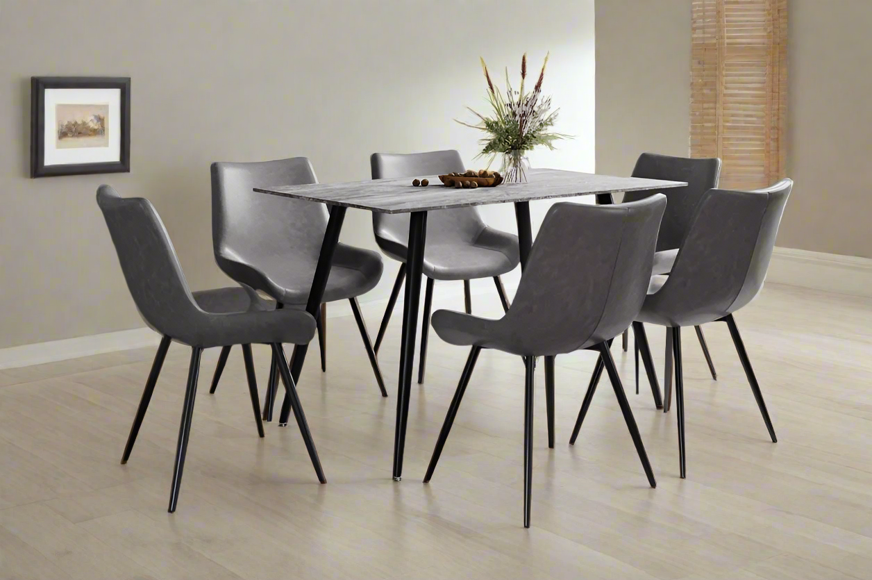 Sintered Stone Dining Table with 6 Grey Chairs T3529 280