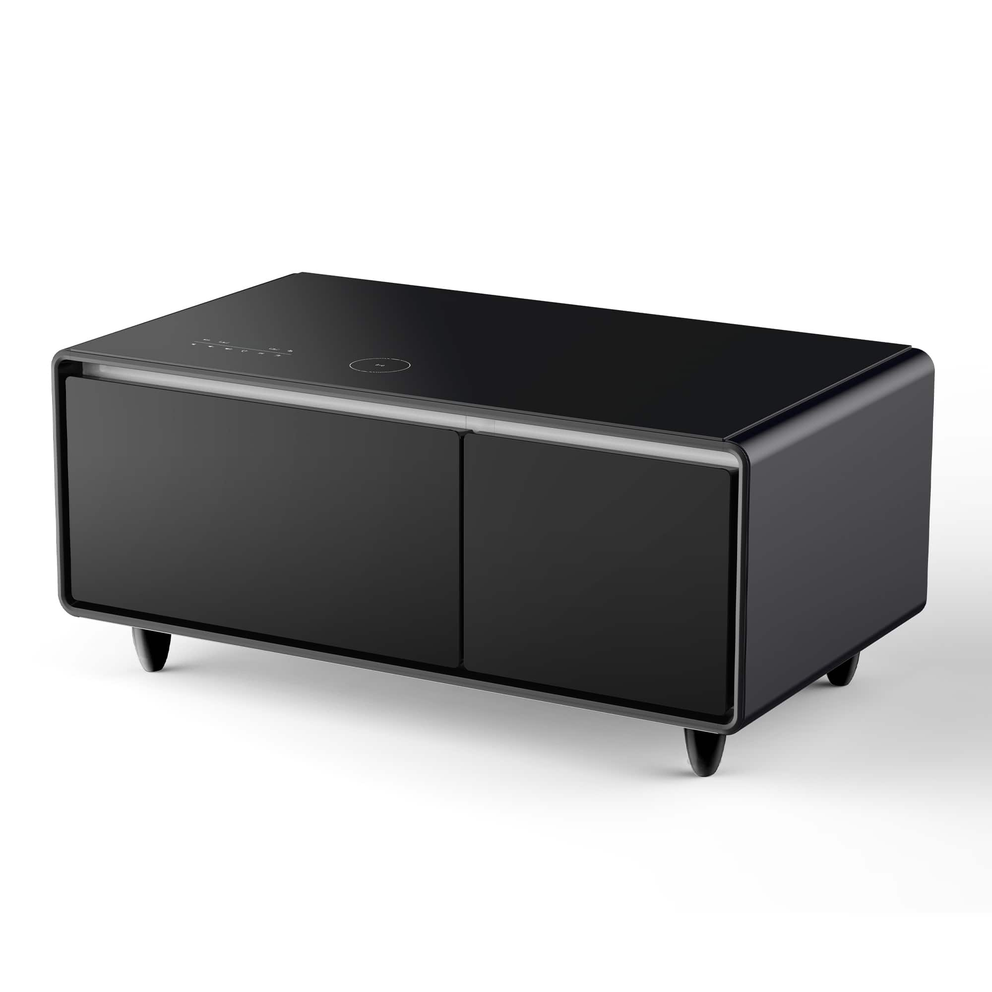 Party Time Smart Fridge Coffee Table With Music Player And Charging Station Black