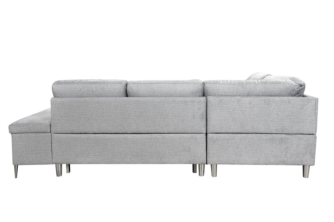 Soft Grey Fabric Sectional Sofa Bed With Lift-Up Storage Bench 9022