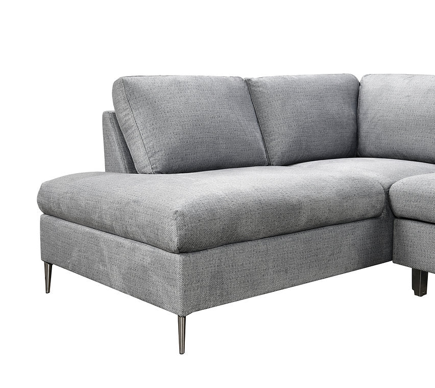 Soft Grey Fabric Sectional Sofa Bed With Lift-Up Storage Bench 9022