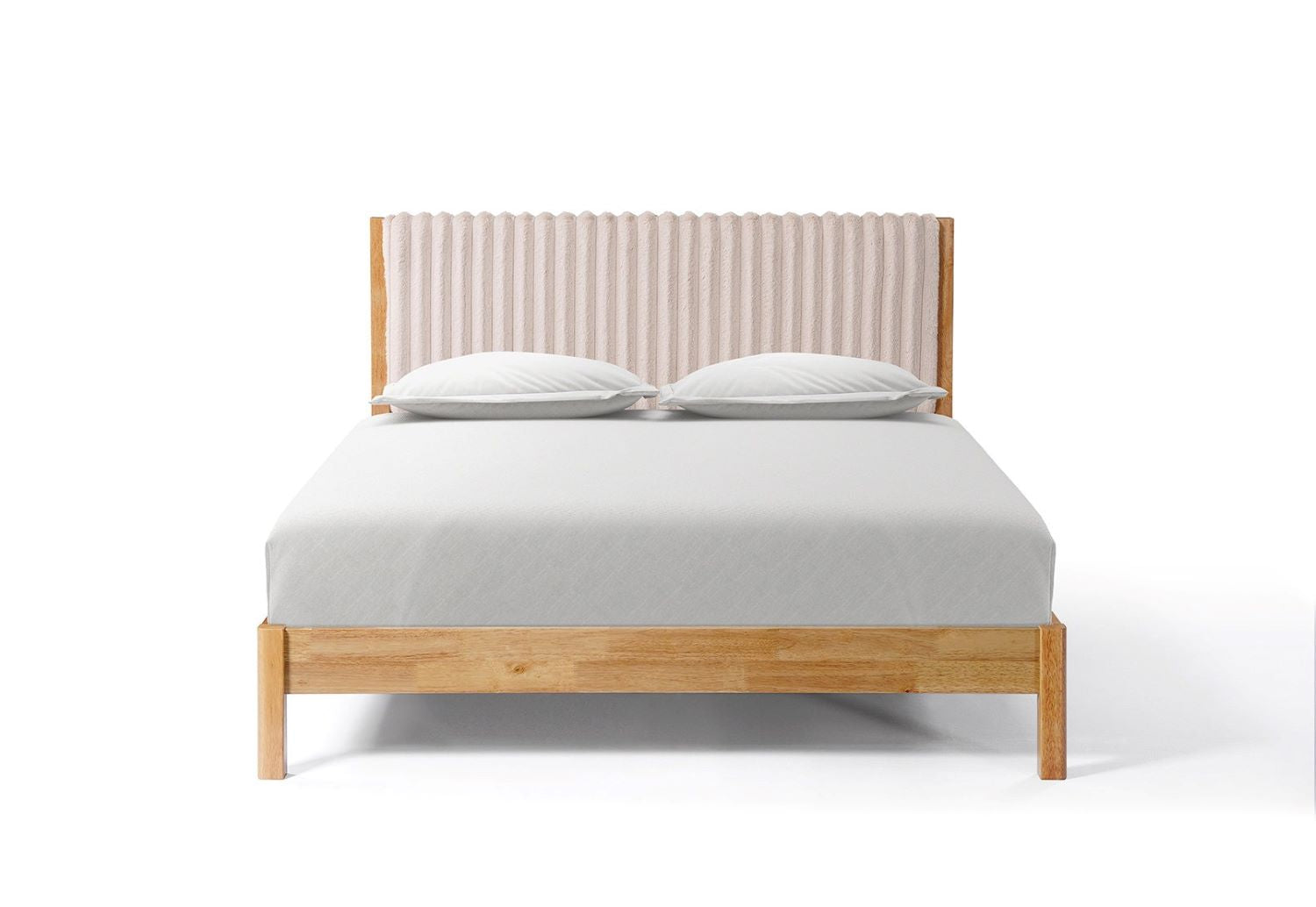 Solid-Wood Warm Natural Finish Queen Bed 5598