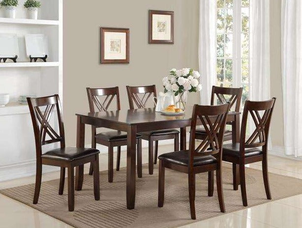 Solid Wood Dining Table And 6 Chairs Walnut 5504