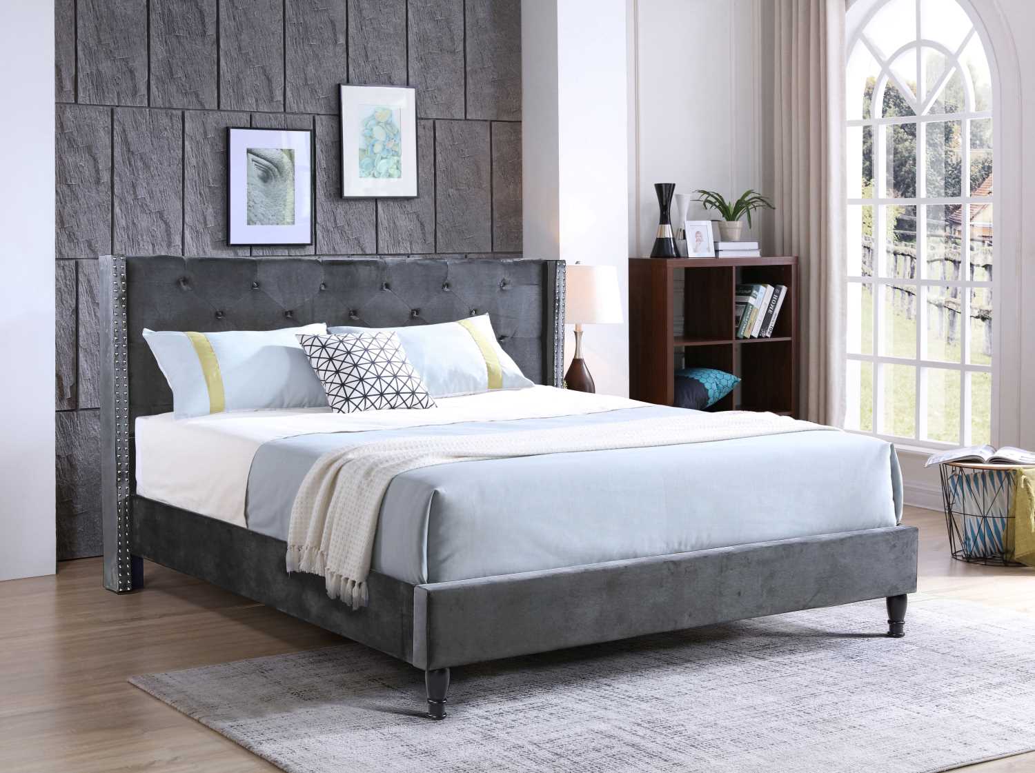 Sophia Grey Velvet Bed Frame