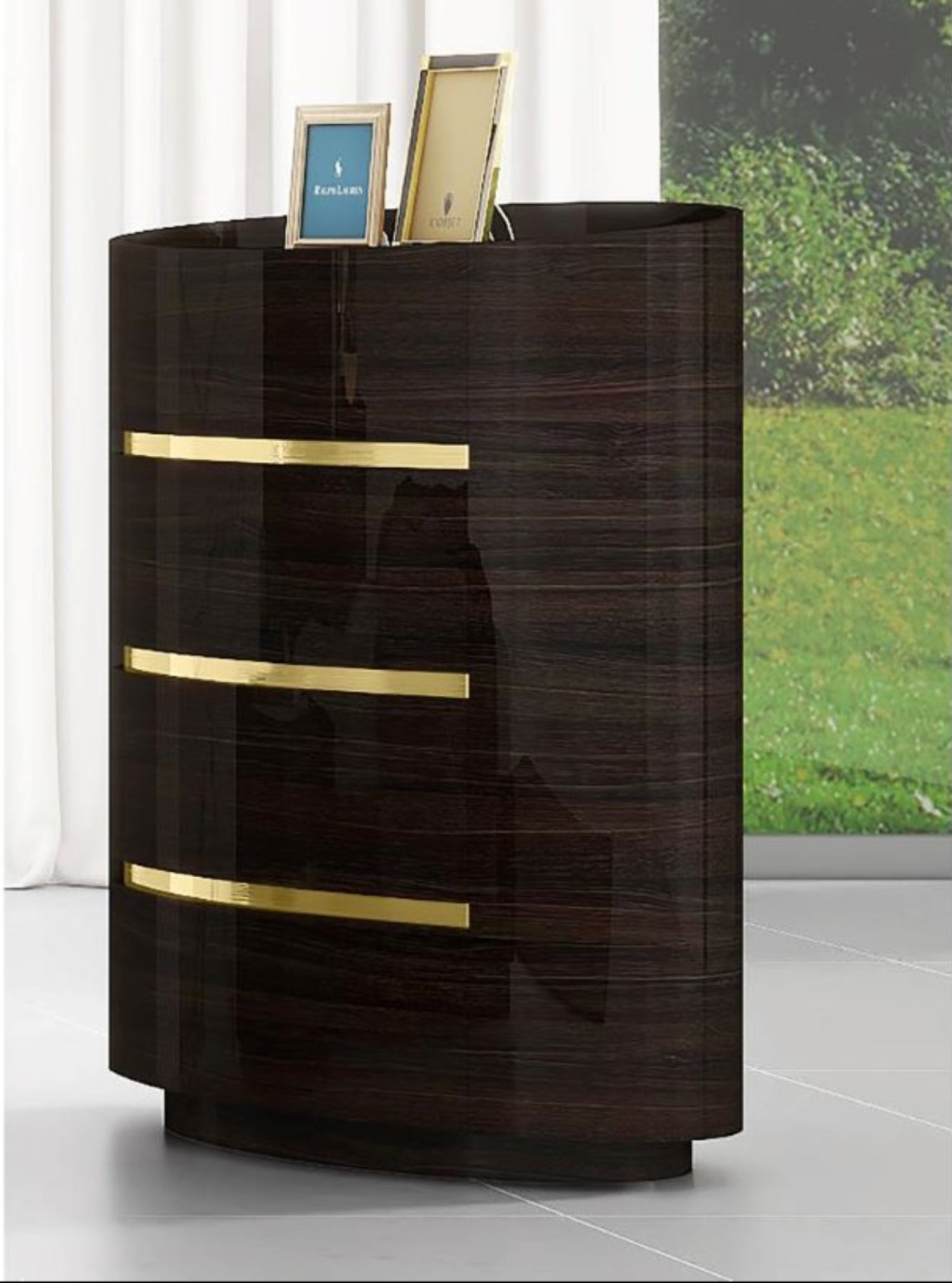 Sperenza Dark Oak Lacquer Bedroom Set with PU-upholstered Headboard 1931