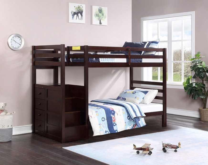 Staircase Espresso Bunk Bed Collection B 1890