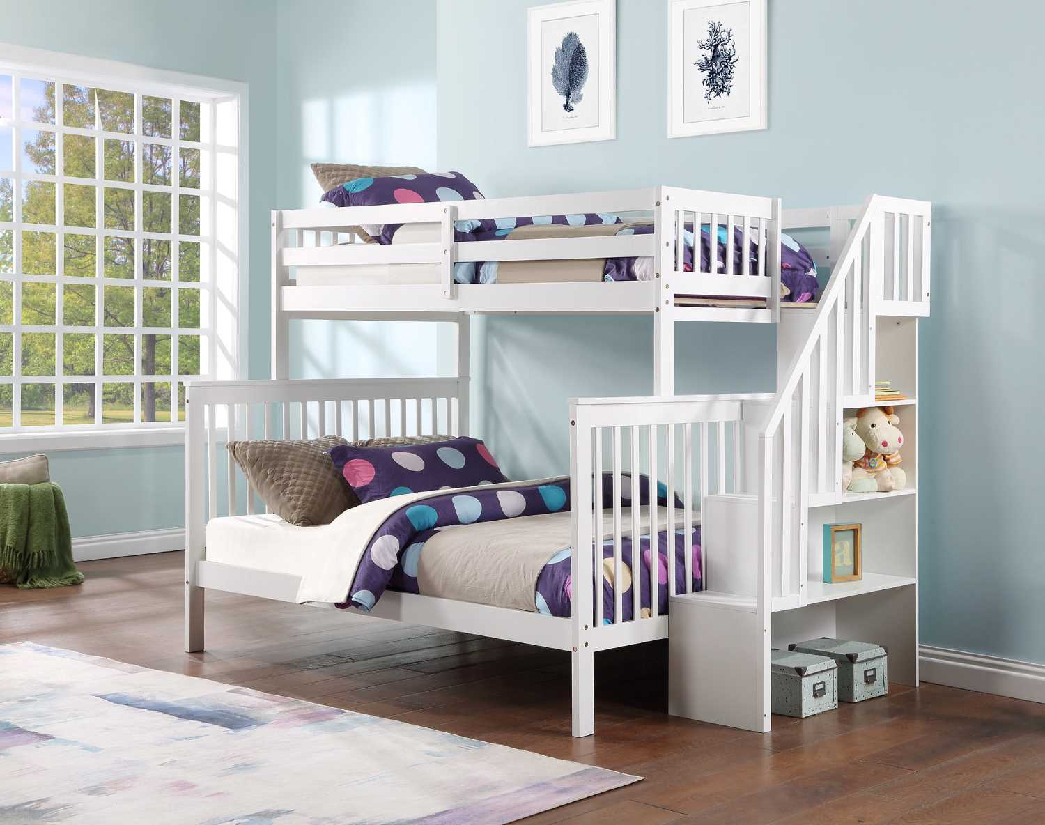 Staircase Bunk Bed - White 1852 Single/Double