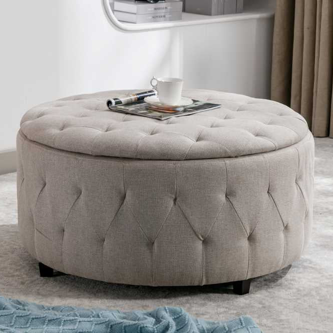 Storage Ottoman With Seating Beige 811