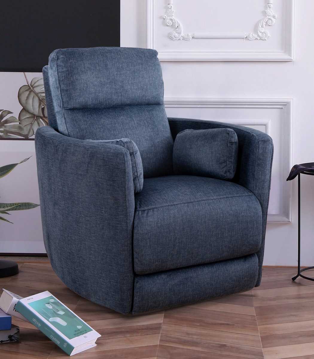 Swivel Recliner Chair Blue Fabric 6340