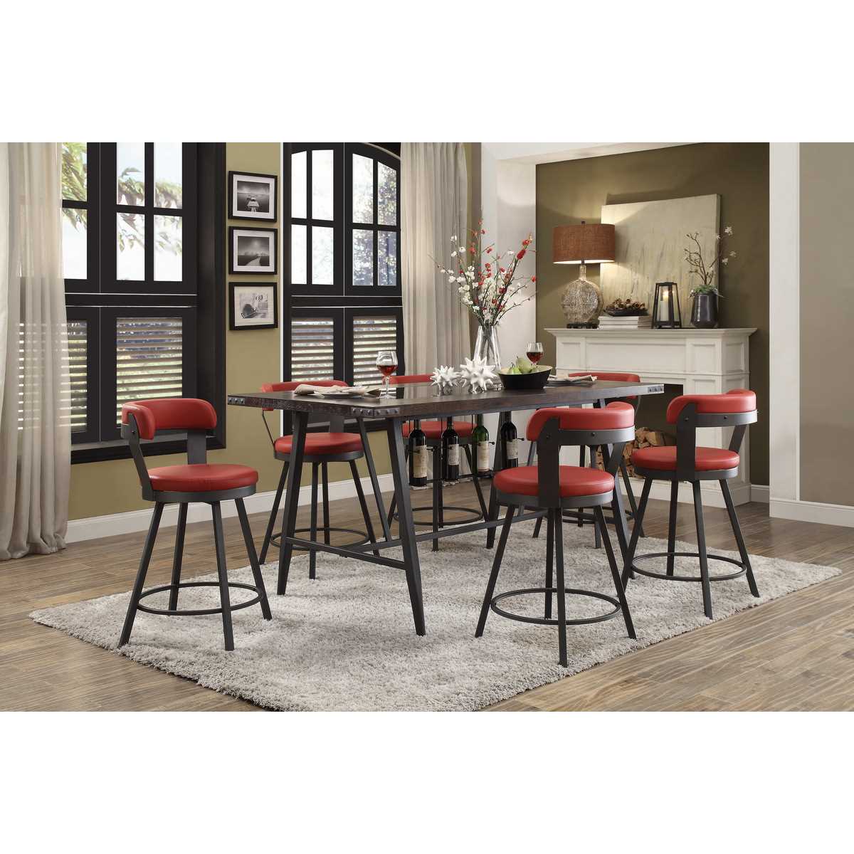Swivel Counter Height Chair Red 5566-24RD (Set of 2)