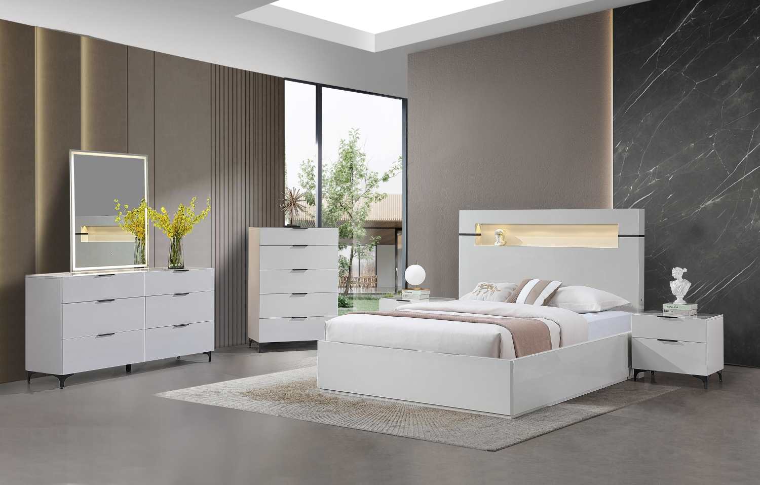 Sydney Grey Lacquer Hydraulic Bedroom Set 2021