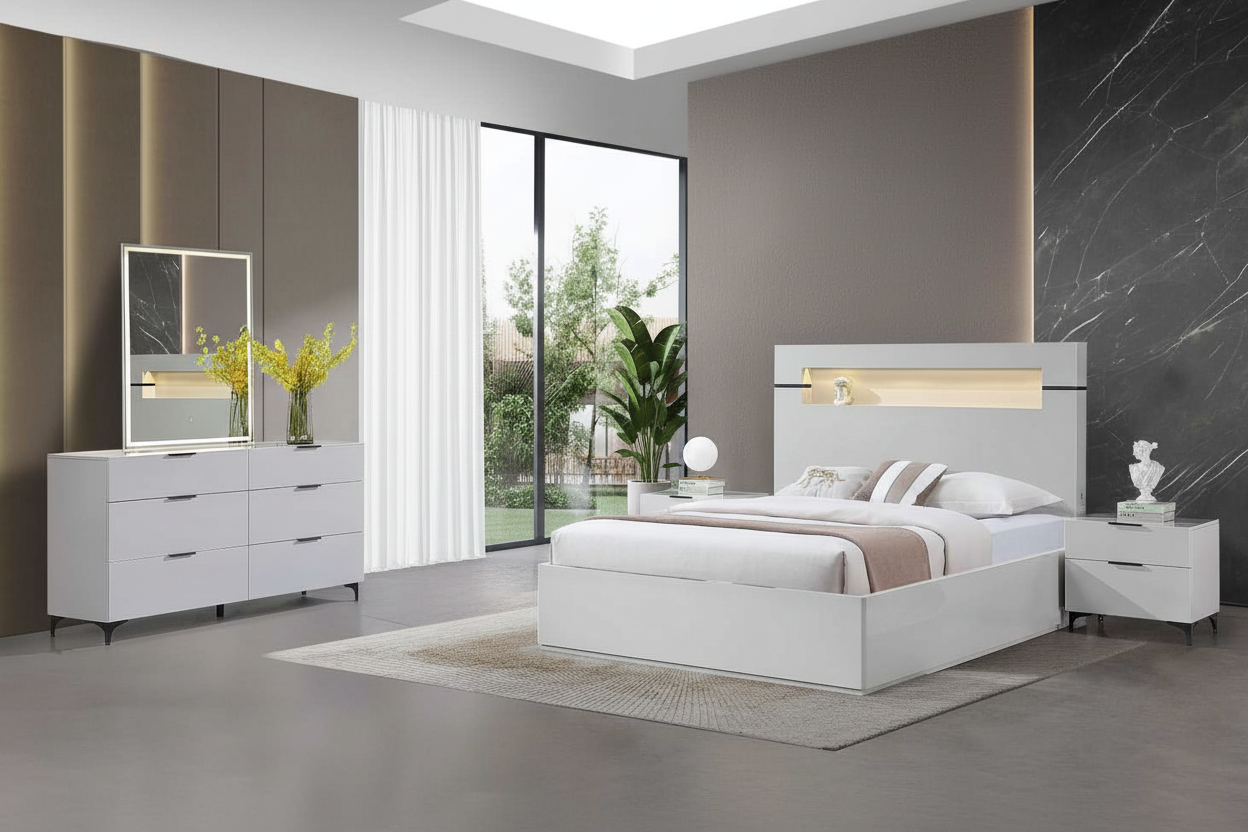 Sydney Grey Lacquer Hydraulic Bedroom Set 2021