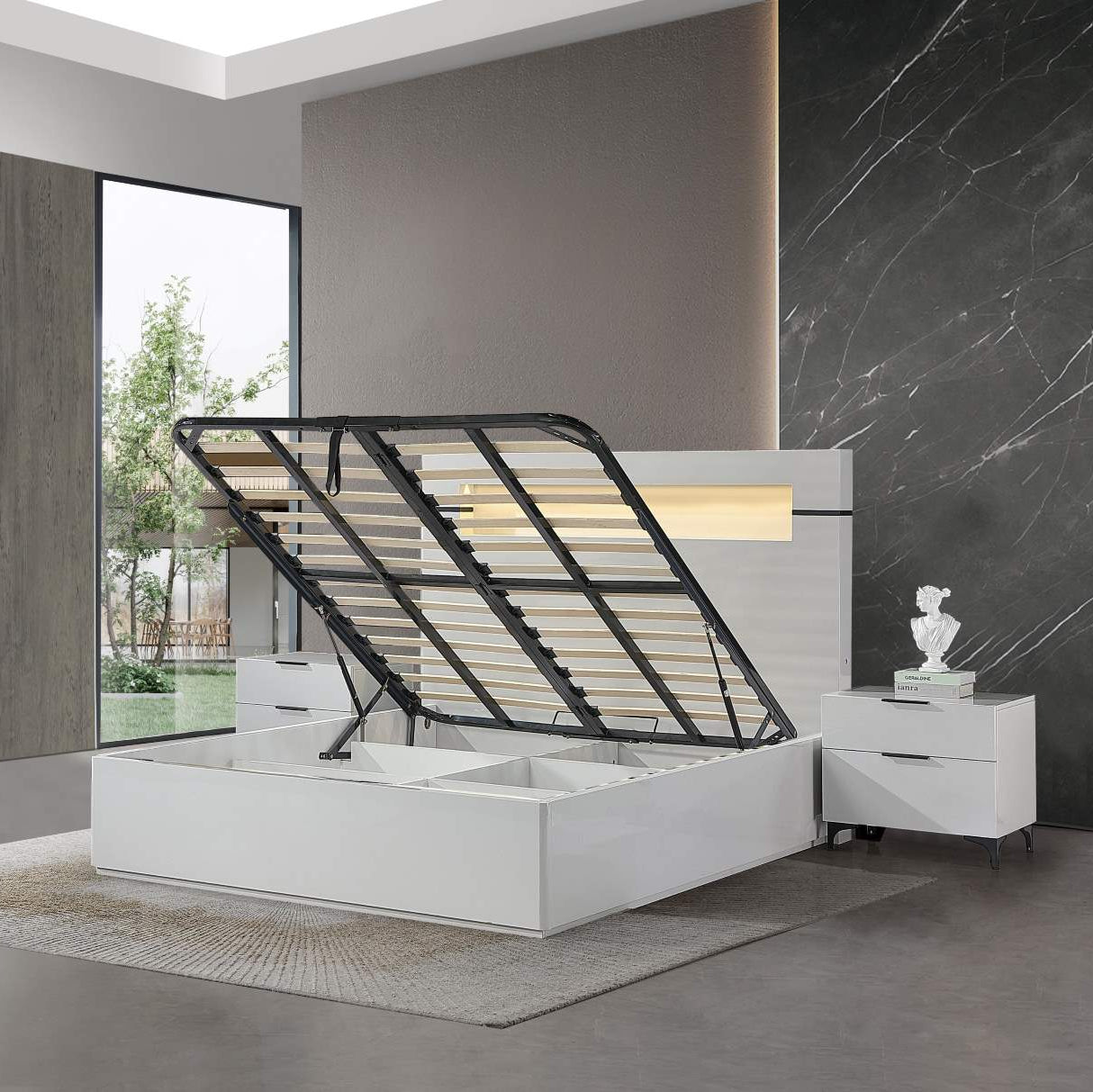 Sydney Grey Lacquer Hydraulic Bedroom Set 2021