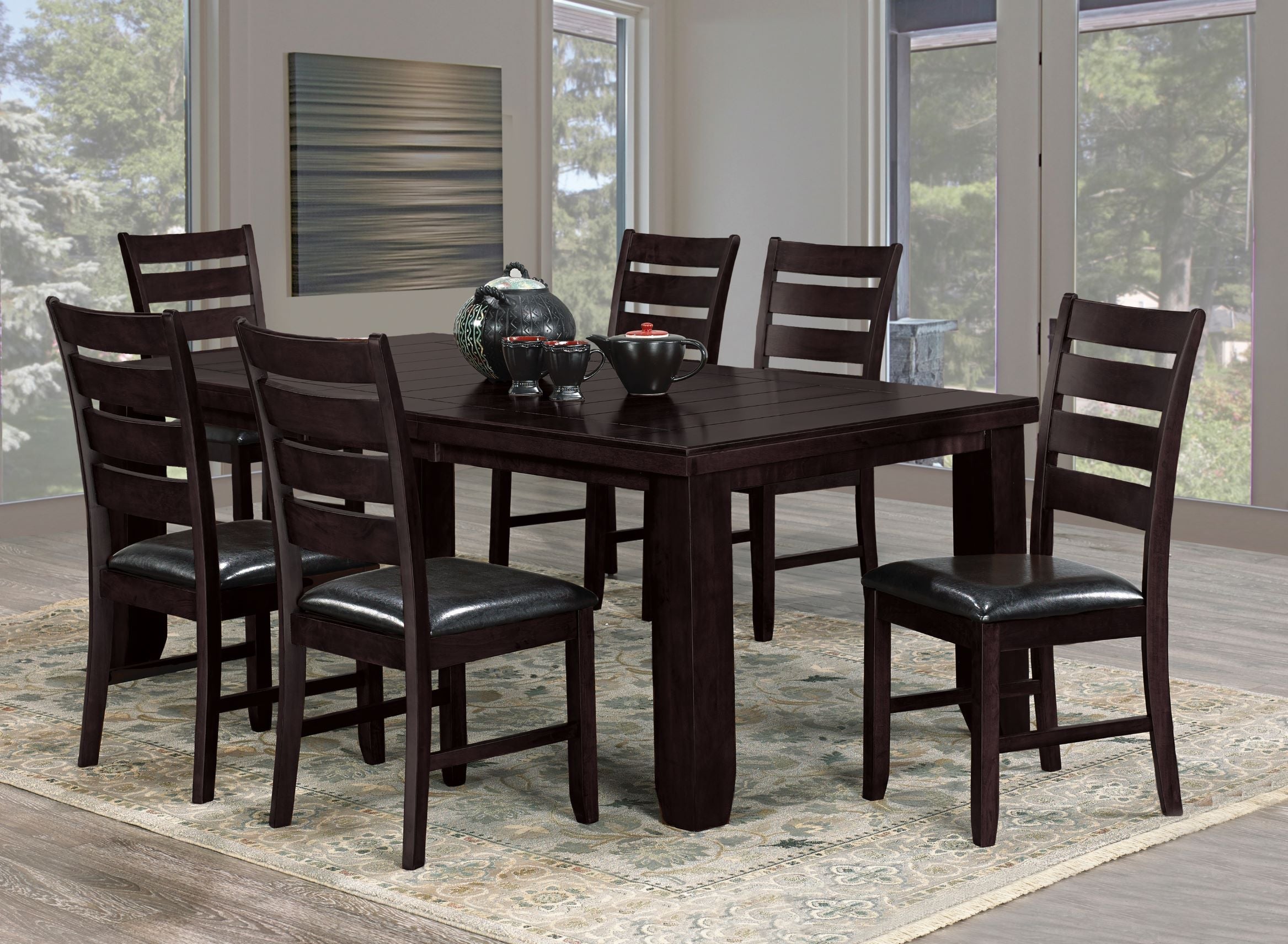 Oakley Extendable Dining Set Espresso T-4282