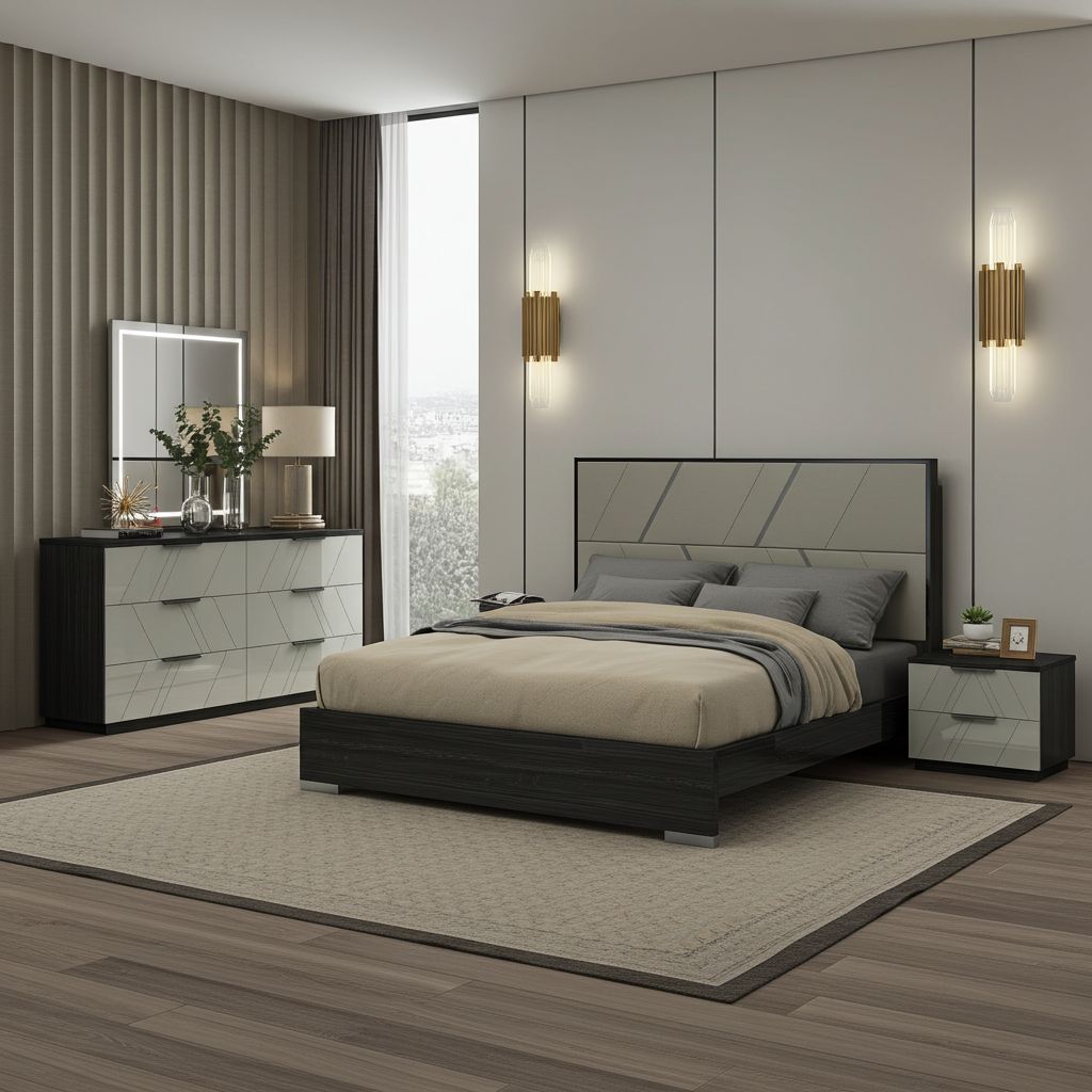 Travis Unique Bedroom Set Grey Angley B157