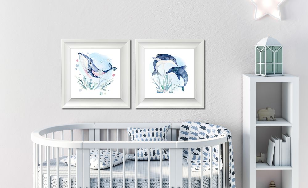 Whale / Dolphins 2 PC canvas art