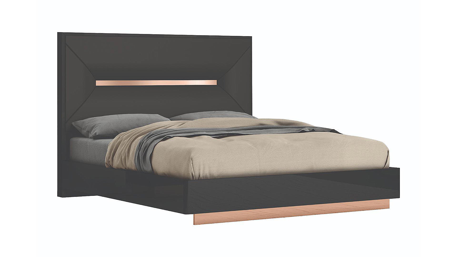 Talia Black Lacquer & Rose Gold Bed With PU Headboard 2071