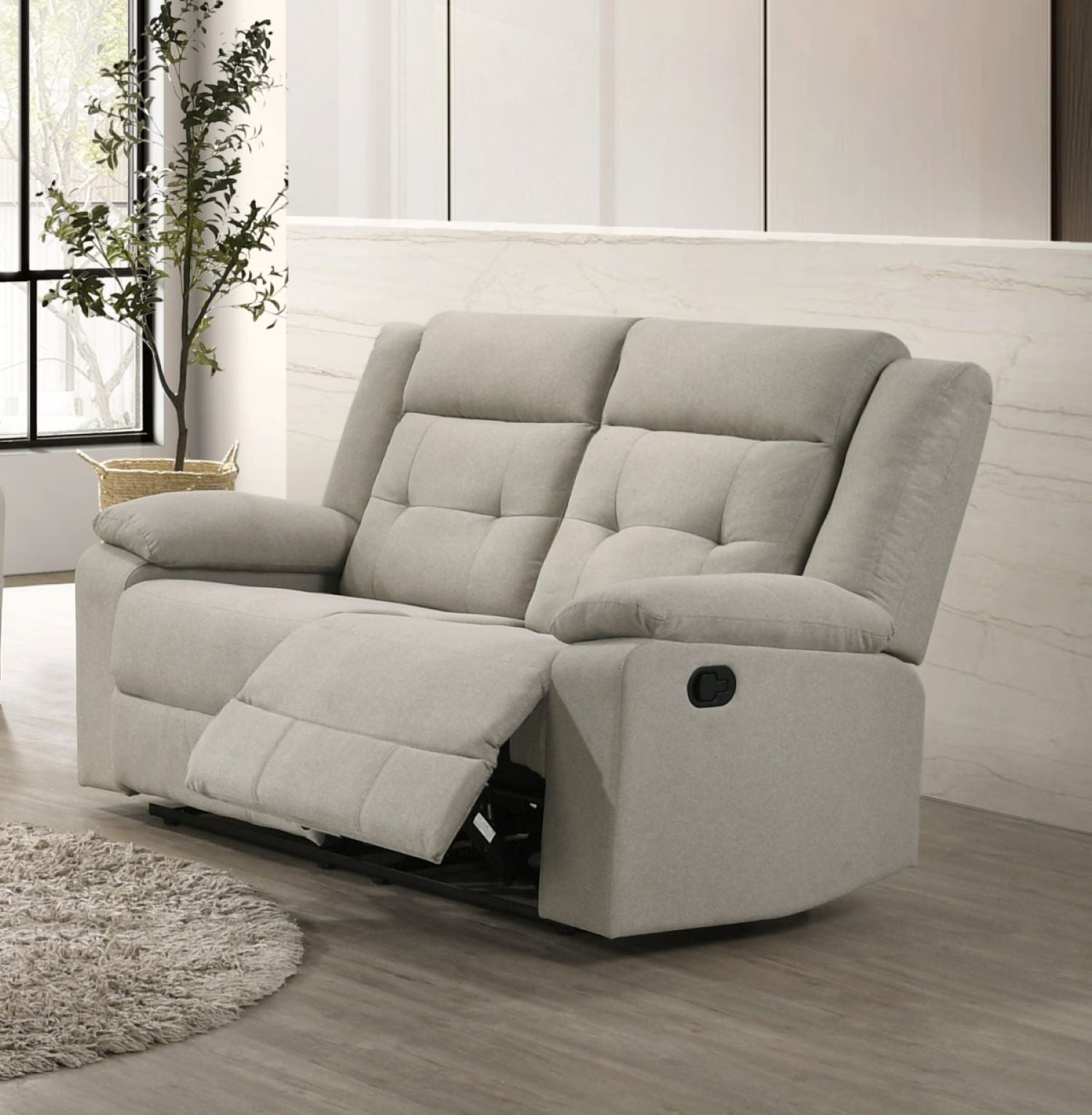 Tennessee Beige Fabric Manual Recliner Sofa Set