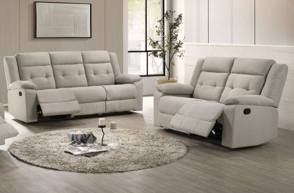 Tennessee Beige Fabric Manual Recliner Sofa Set