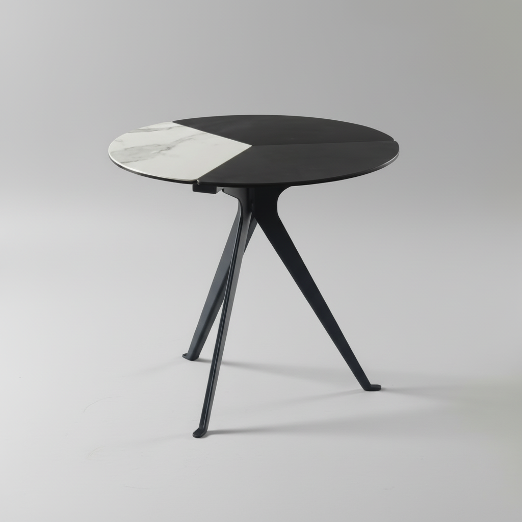 Titan Black Round End Table with Ceramic Top 3848