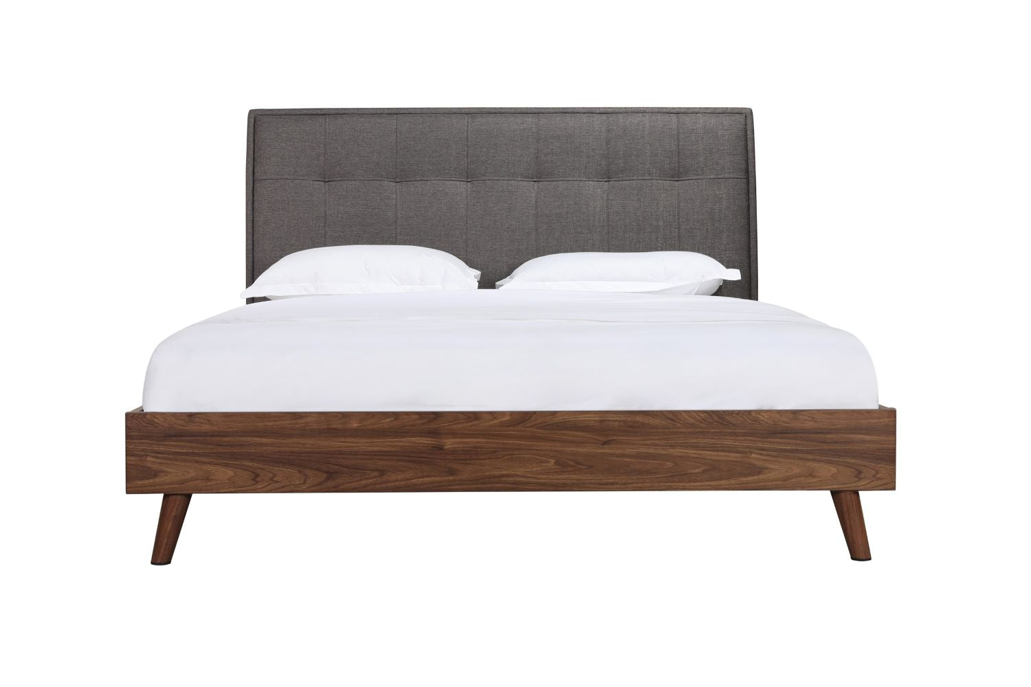 Todros Walnut & Grey Upholstered Platform Bed 5895