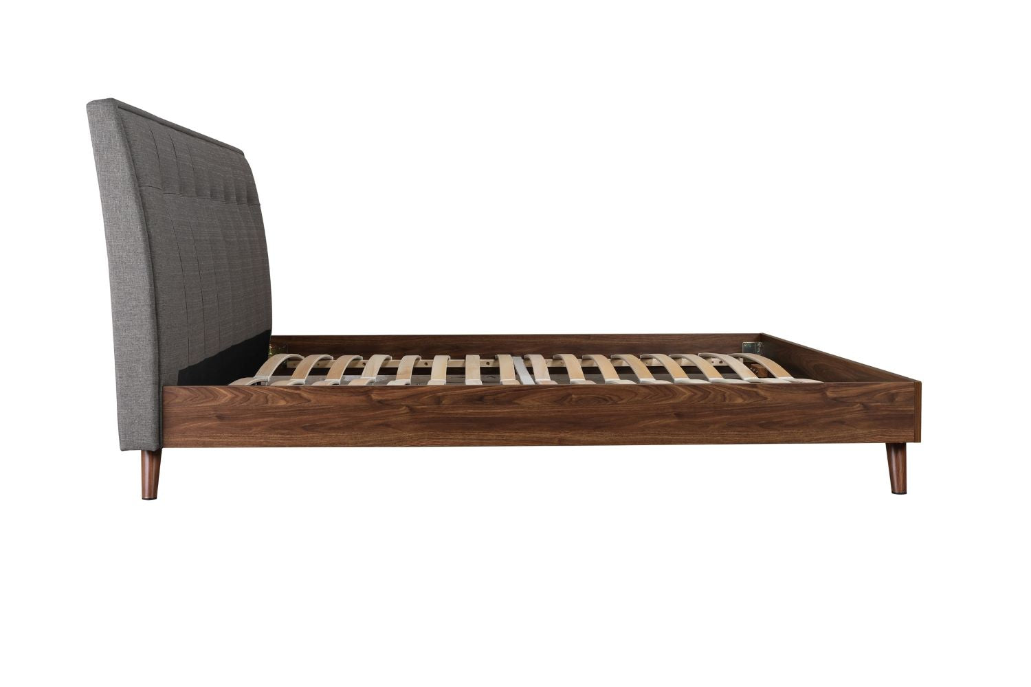 Todros Walnut & Grey Upholstered Platform Bed 5895