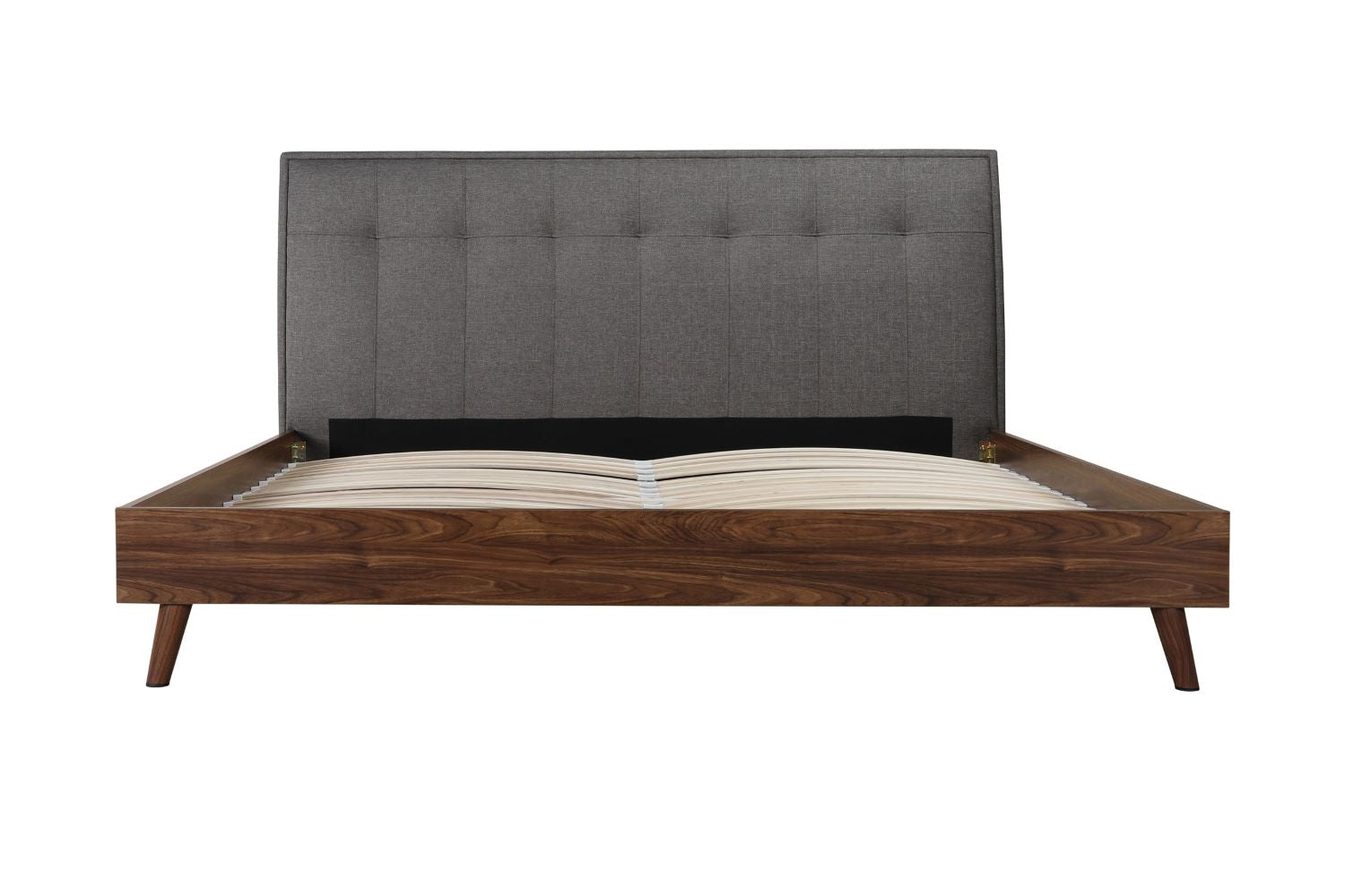 Todros Walnut & Grey Upholstered Platform Bed 5895