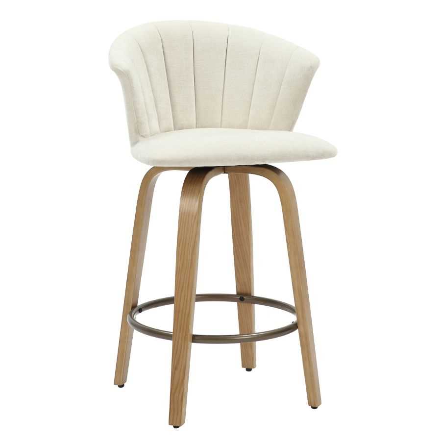 Tula 26" Counter Stool in Beige Fabric And Natural 203-583BEG