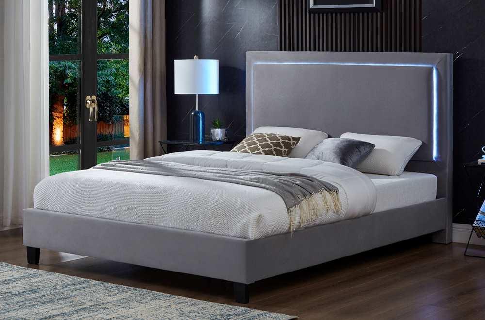 Upholstered LED Platform Bed With LED Lights 2365