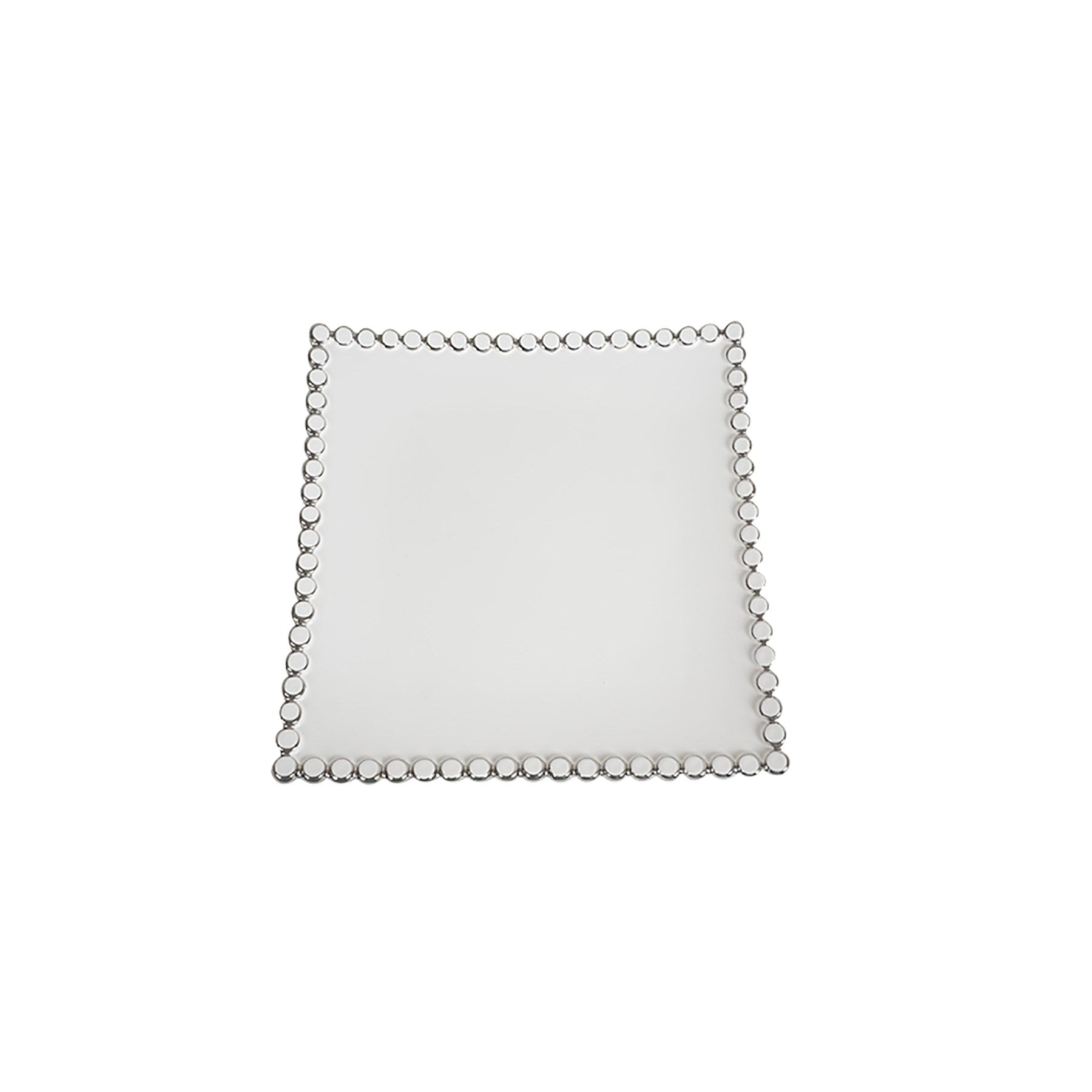 11" White Square Plate W/Silver Dot EL V23-945