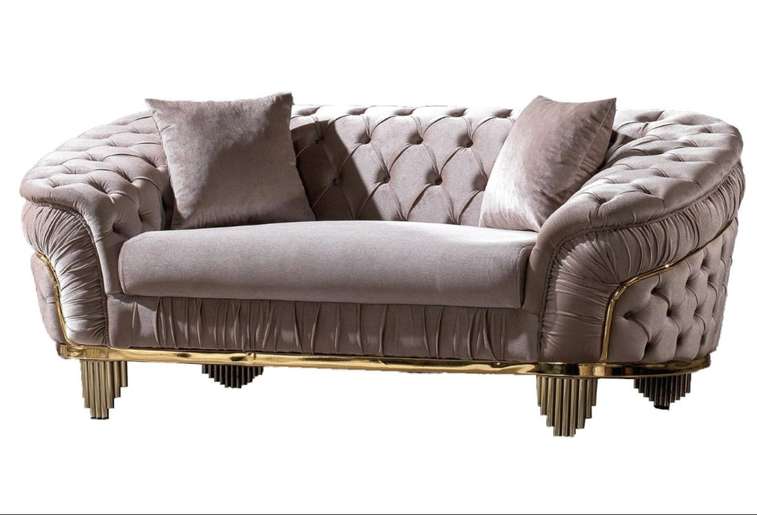 Vanessa Taupe Velvet Sofa Set with Deep Button Tufted Design 6725
