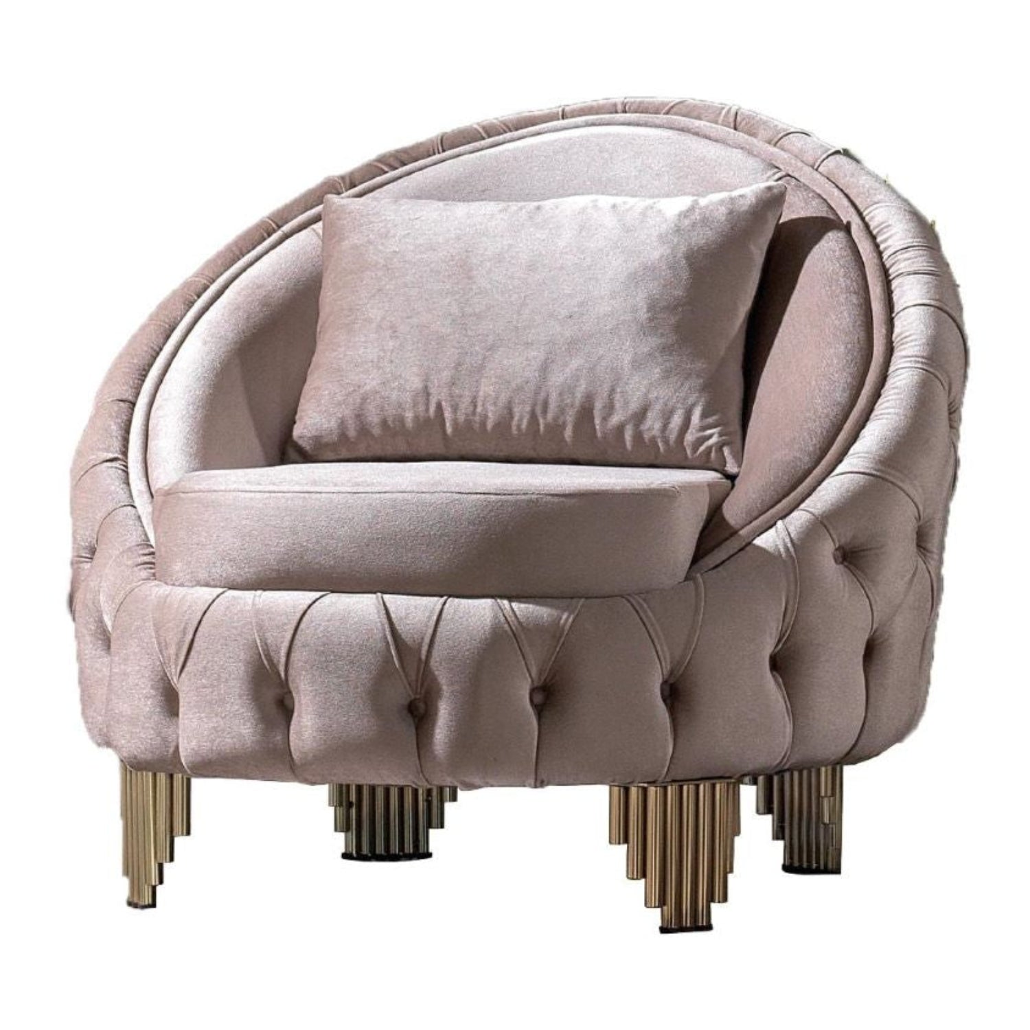 Vanessa Taupe Velvet Sofa Set with Deep Button Tufted Design 6725