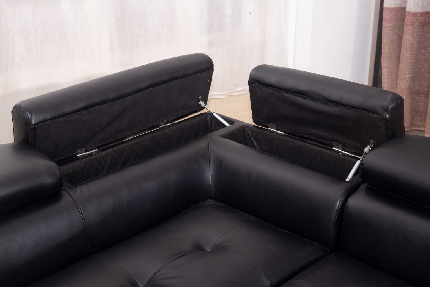 Vegas Black Air Leather Sectional Sofa