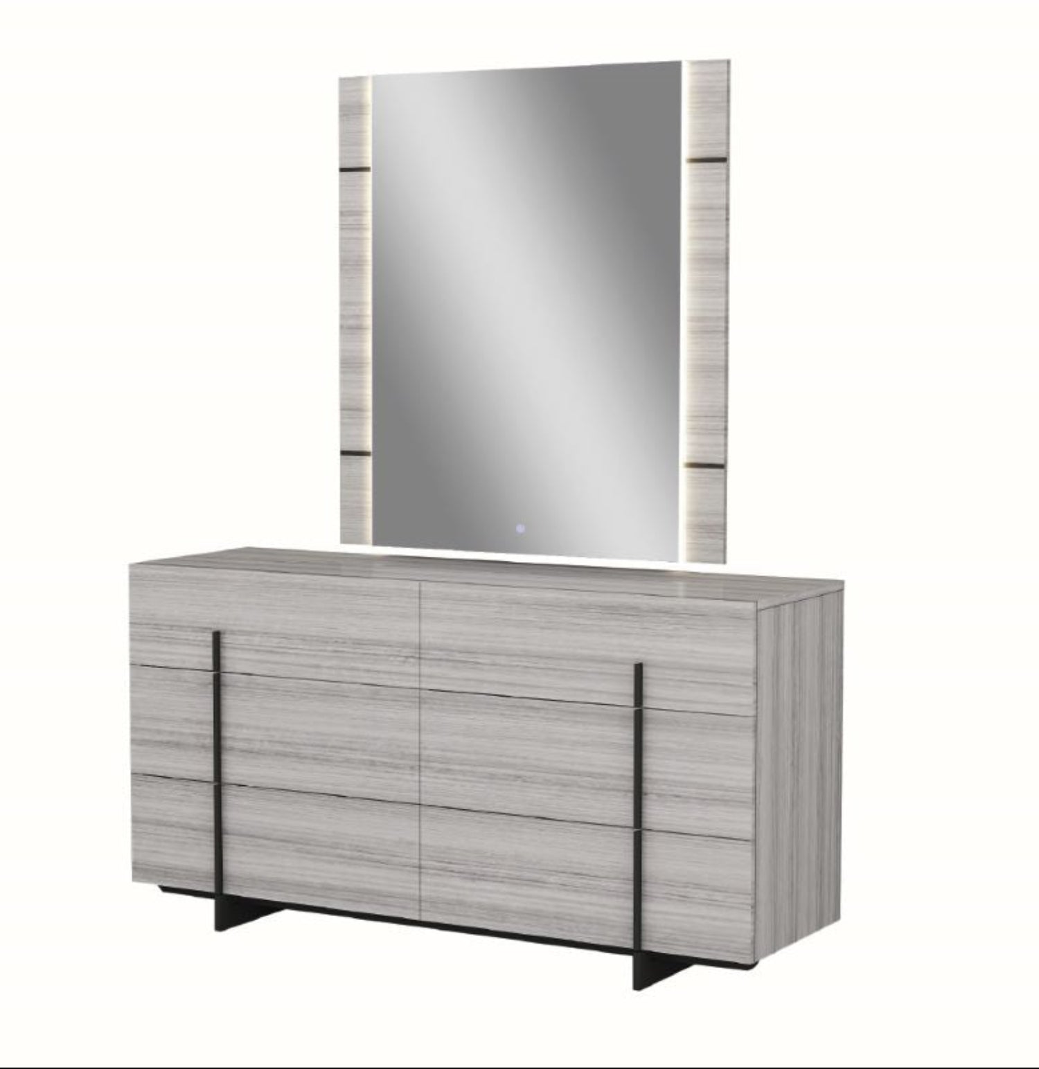 Venice Grey Dresser & Mirror With Soft Closing Drawers 1921