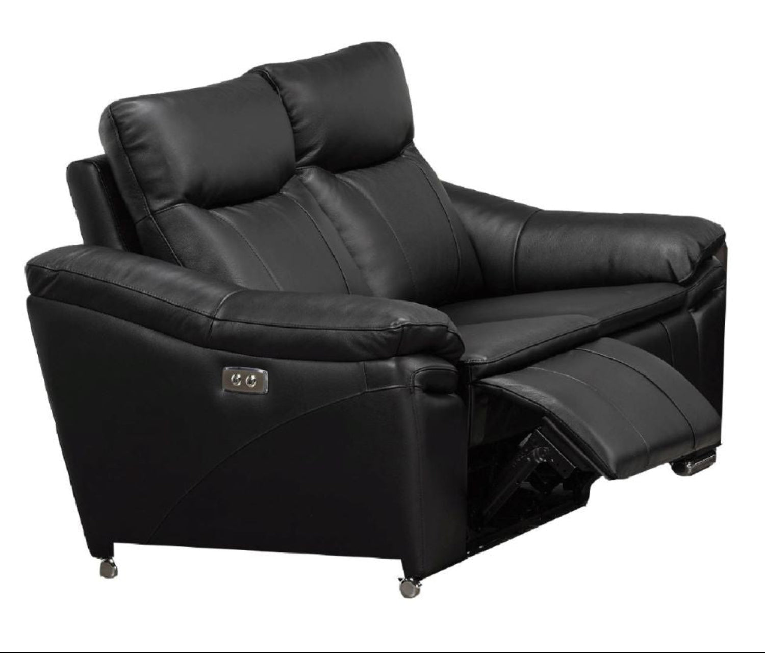 Verona Black Genuine Leather Power Recliner Sofa Set 8565