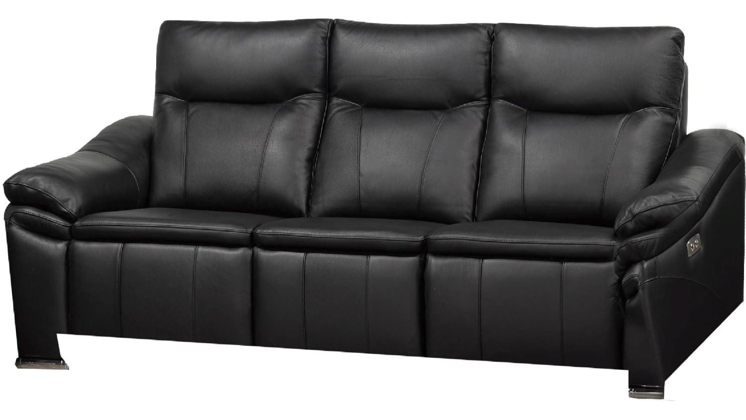Verona Black Genuine Leather Power Recliner Sofa Set 8565