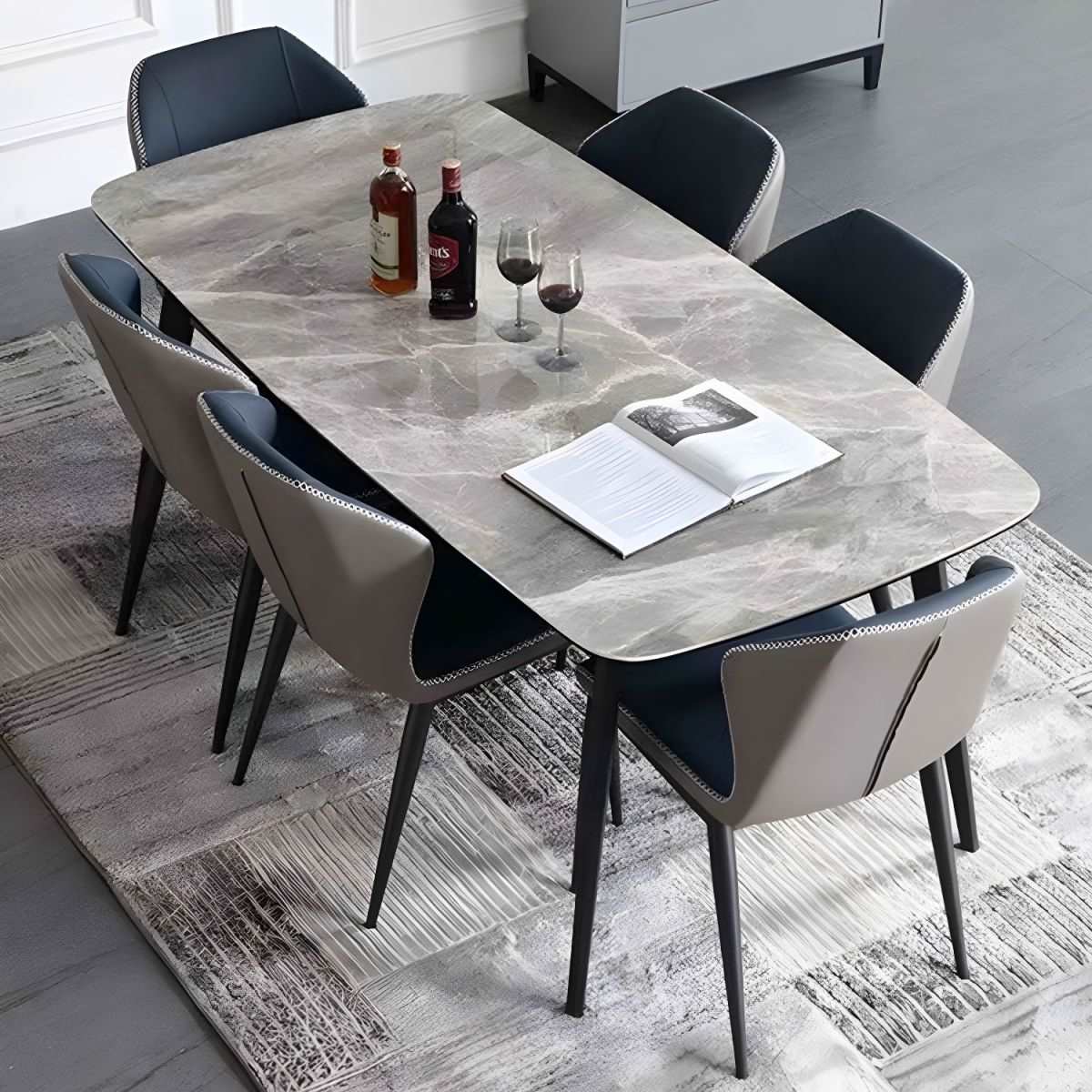 Montero Sintered Stone Grey Dining Table With 6 Chairs