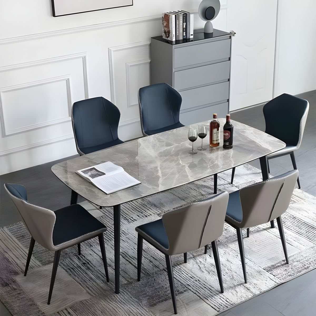 Montero Sintered Stone Grey Dining Table With 6 Chairs