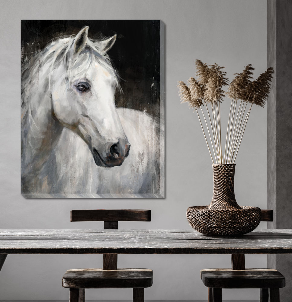 White Stallion Canvas Art 32" x 40"
