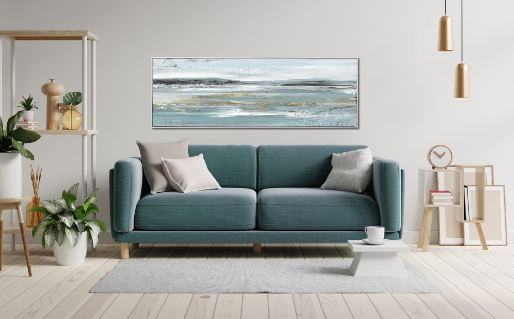 Gentle Blue Canvas Art 20" x 60"