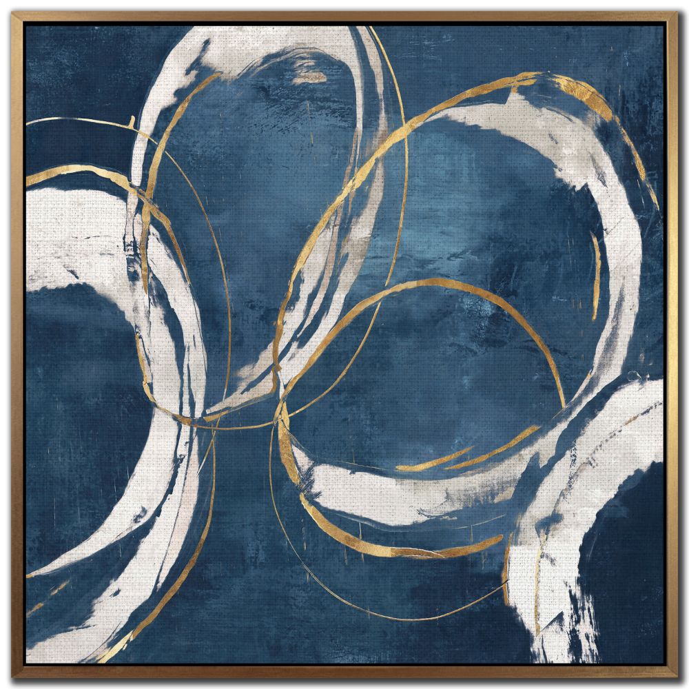 Abstract Blue Circles Canvas Art 36" x 36"