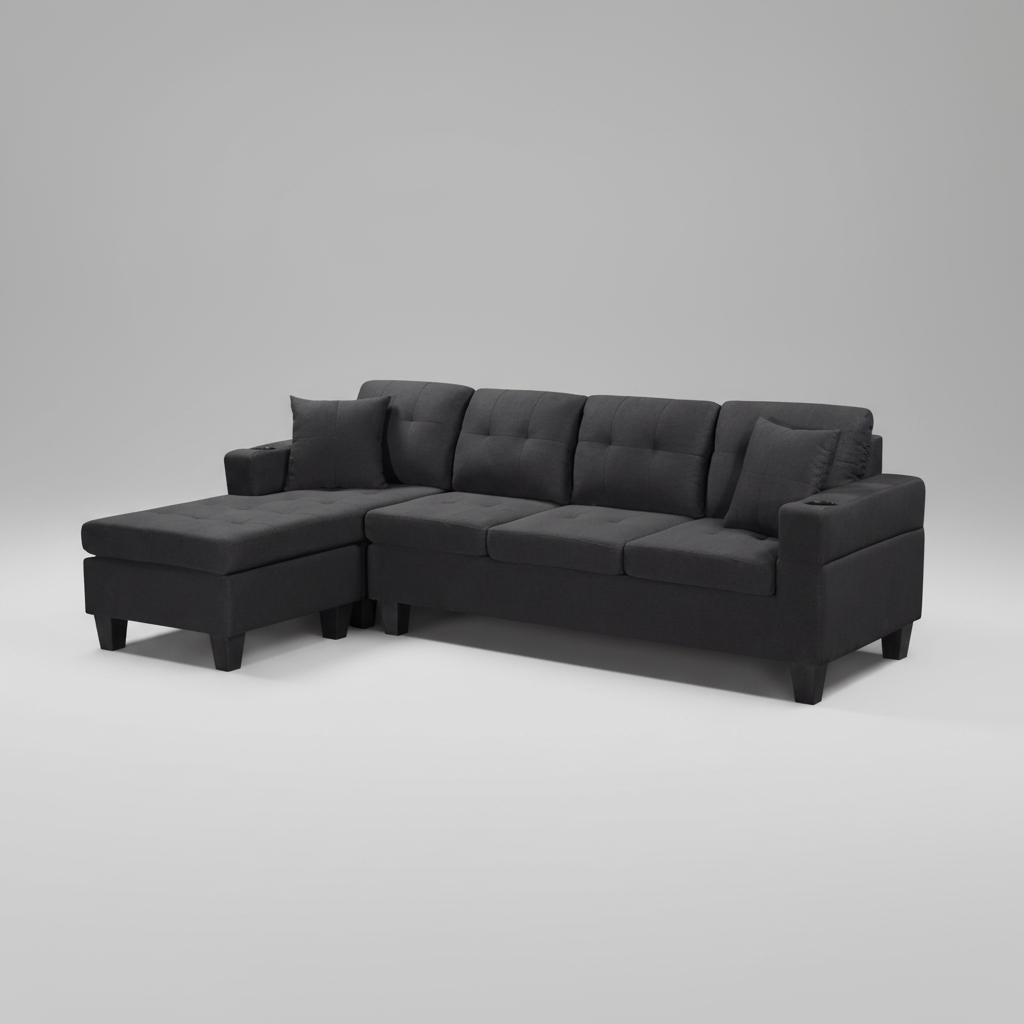 Reversible Sectional Sofa Black 6212
